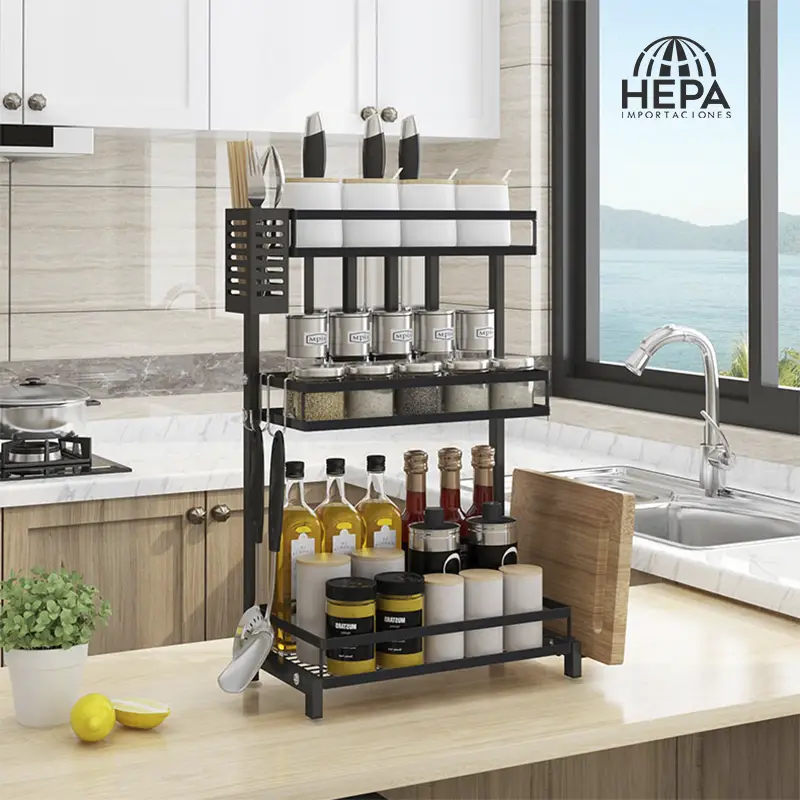 hepa importaciones,hepa import,hepa,uruguay,al fuego,organizador,rack,estante,estantería,especiero,condimentos,guardar,almacenar,ahorrar espacio,ganar espacio,cocina,para cocina,cocinar,muebles,lavaplatos,escurridor,vajilla,set