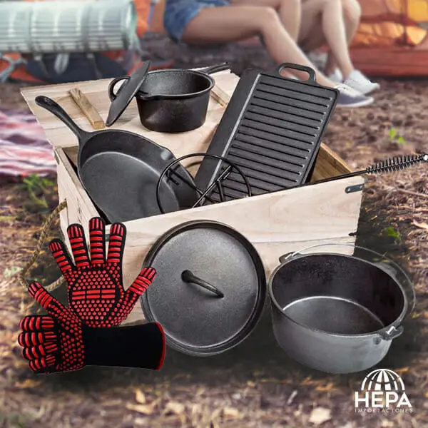hepa importaciones,hepa import,hepa,uruguay,al fuego,fogón,set cocina de hierro,bbq,exterior,sartén,olla,horno holandés,plancha chivetera,cacerola,cazuela,fogón,fuego,asado,carne,cocinar