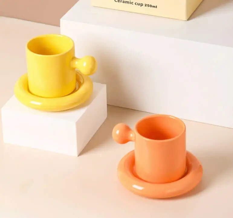 hepa,importaciones,import,uruguay,taza,plato,blanca,amarilla,naranja,moderna,nórdico,cute,desayunar,merendar,té,café